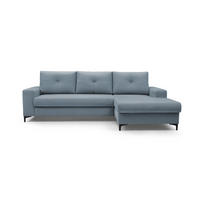 ECKSOFA AVRA L-förmig, mit Stauraumbehälter-in RINO-Stoff, Komfort & Eleganz, lose Rückenkissen, freistehend, RECHTS 251x165x85 cm Blue - Blau, Holz/Textil (251/165cm) - DomoHome