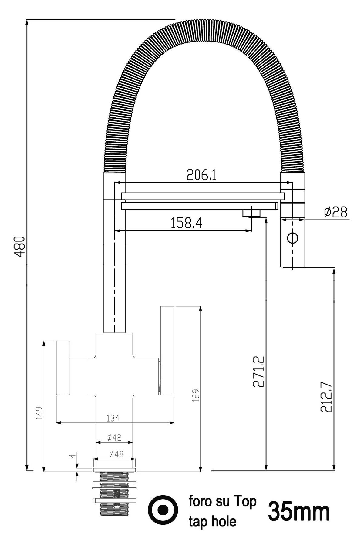 NIEDERDRUCK-3-WEGE-KÜCHENARMATUR, Schwarz Matt, 2-Strahl-Brause - Schwarz, Metall (20.61/48/20.61cm) - VIZIO