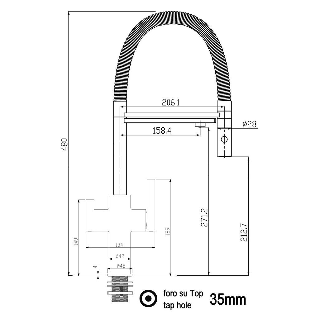 Thumbnail - Vizio Niederdruck-3-Wege-Küchenarmatur,, Weiß, Metall, 20.61x48x20.61 cm, flexible Anschlussschläuche, schwenkbarer Ausl...