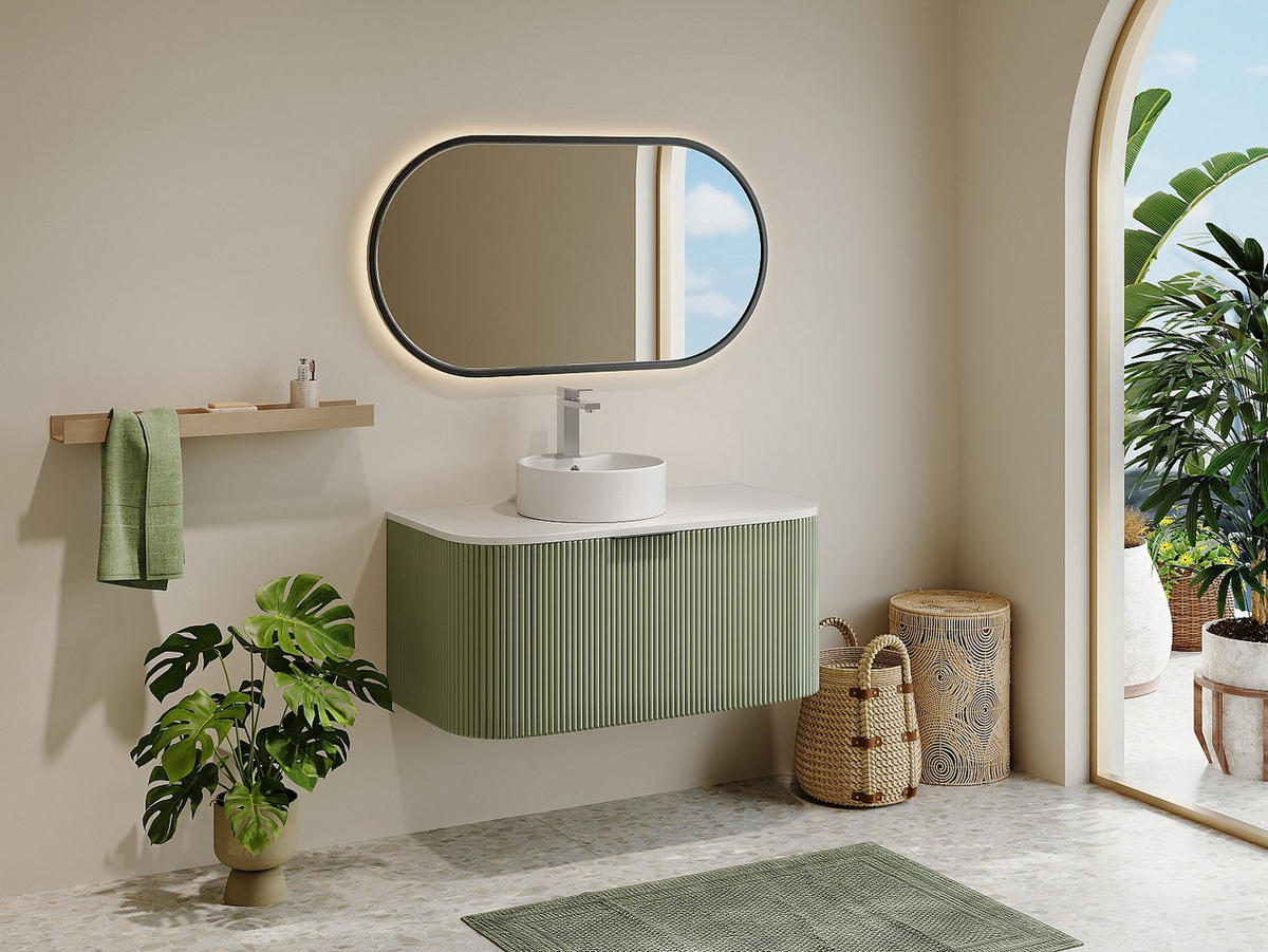 EINZELWASCHTISCH - 99 cmcm x 50 cmcm - Holz, Platte - Grün - LOMERI - Grün, Holz (99/45/50cm) - Vente-Unique