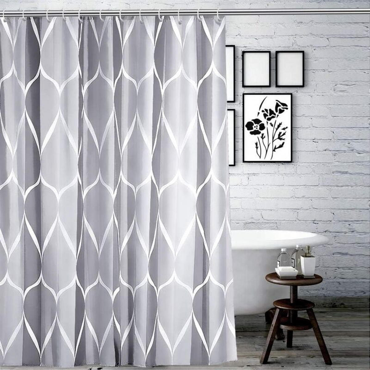 DUSCHVORHANG Grau 120 x 200 cm Polyester wasserdicht schnelltrocknend waschbar langlebig - Grau, Textil (200/200cm) - MCBOSON