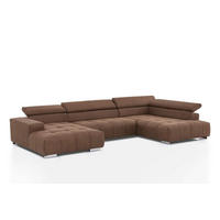 WOHNLANDSCHAFT XXL mit verstellbaren Kopflehnen - Silberfarben/Braun, Textil/Metall (225/73/409cm) - Cotta