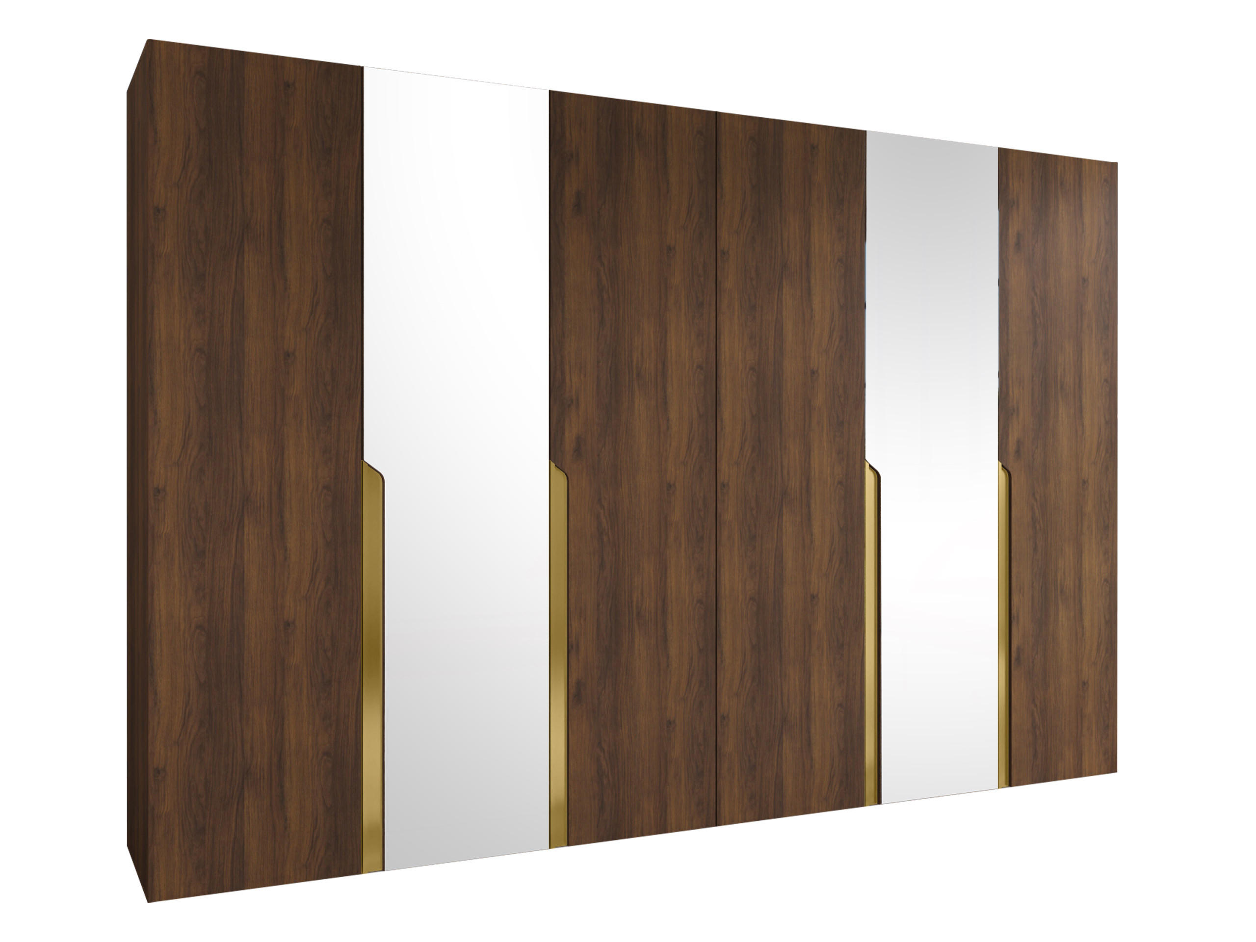 Mirjan24 Drehtürenschrank Nussbaum, Gold 300x202x52 cm