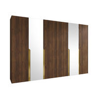 DREHTÜRENSCHRANK Mila II 300 - Goldfarben/Nussbaumfarben, Holzwerkstoff/Kunststoff (300/202/52cm) - MIRJAN24