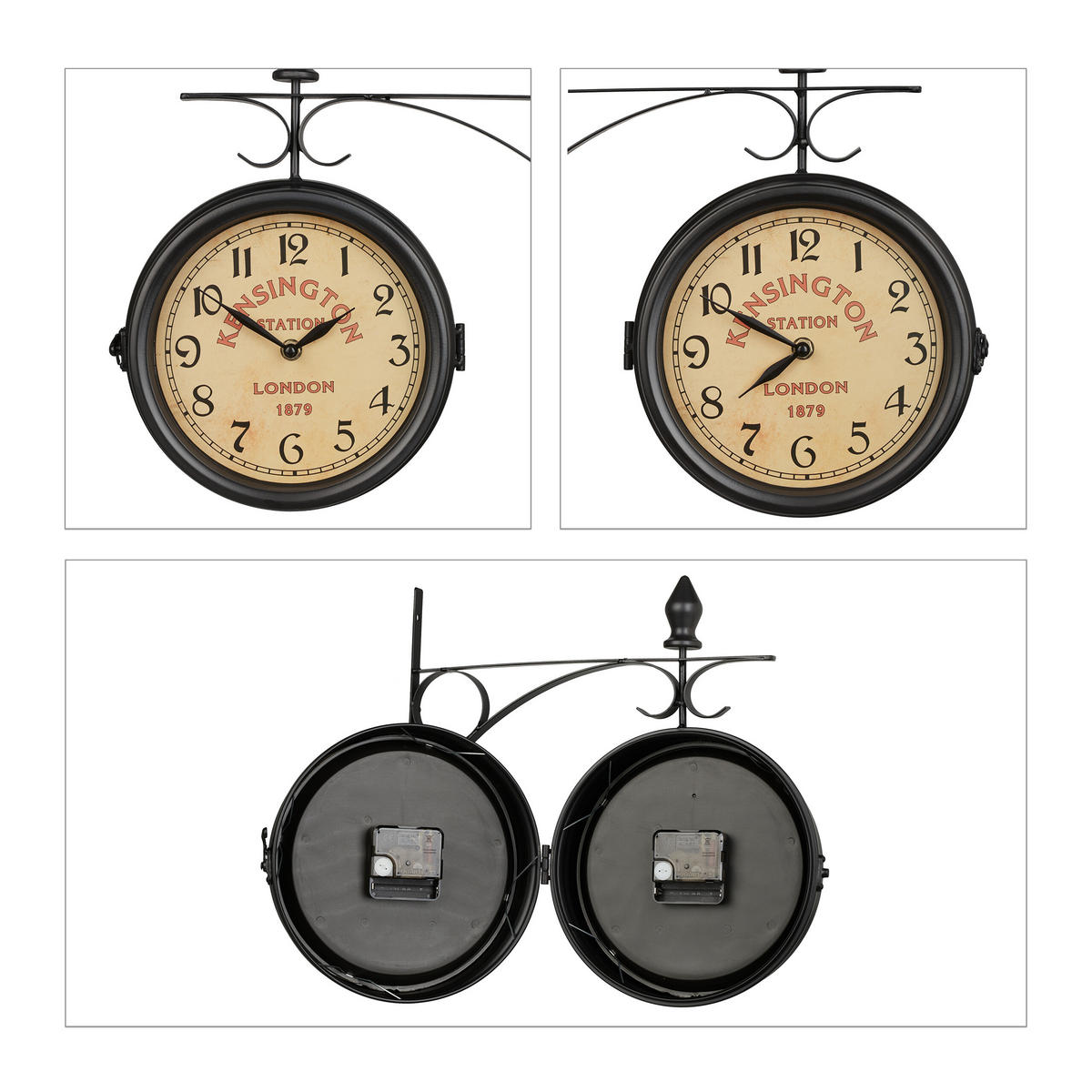 BAHNHOFSUHR - Multicolor, Glas/Metall (34/33/10cm) - Relaxdays