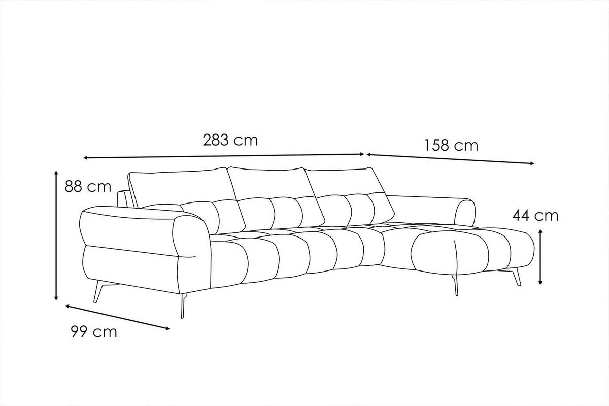 ECKSOFA SALVINI 4-Sitzer, grau - Schwarz/Grau, Holzwerkstoff/Textil (292/158cm) - Courtois Laville