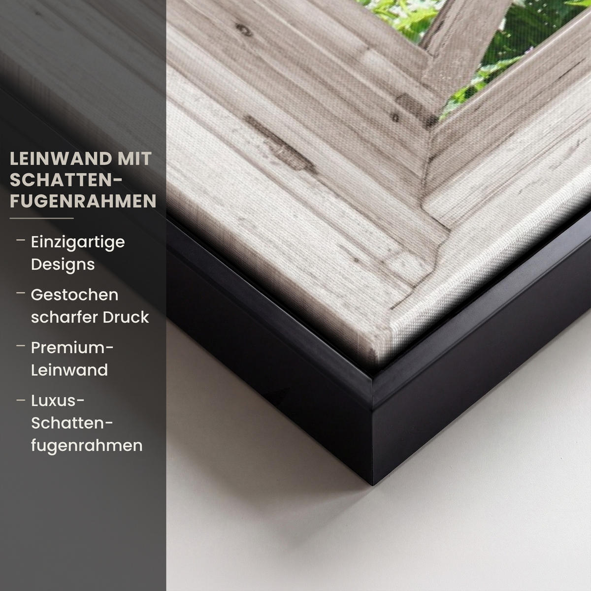 LEINWAND Bilder mit Rahmen - Blauer Regen - Blumen - Aussicht - Baum - Frühling - 60x40 - Grün, Textil (60/40cm) - MuchoWow