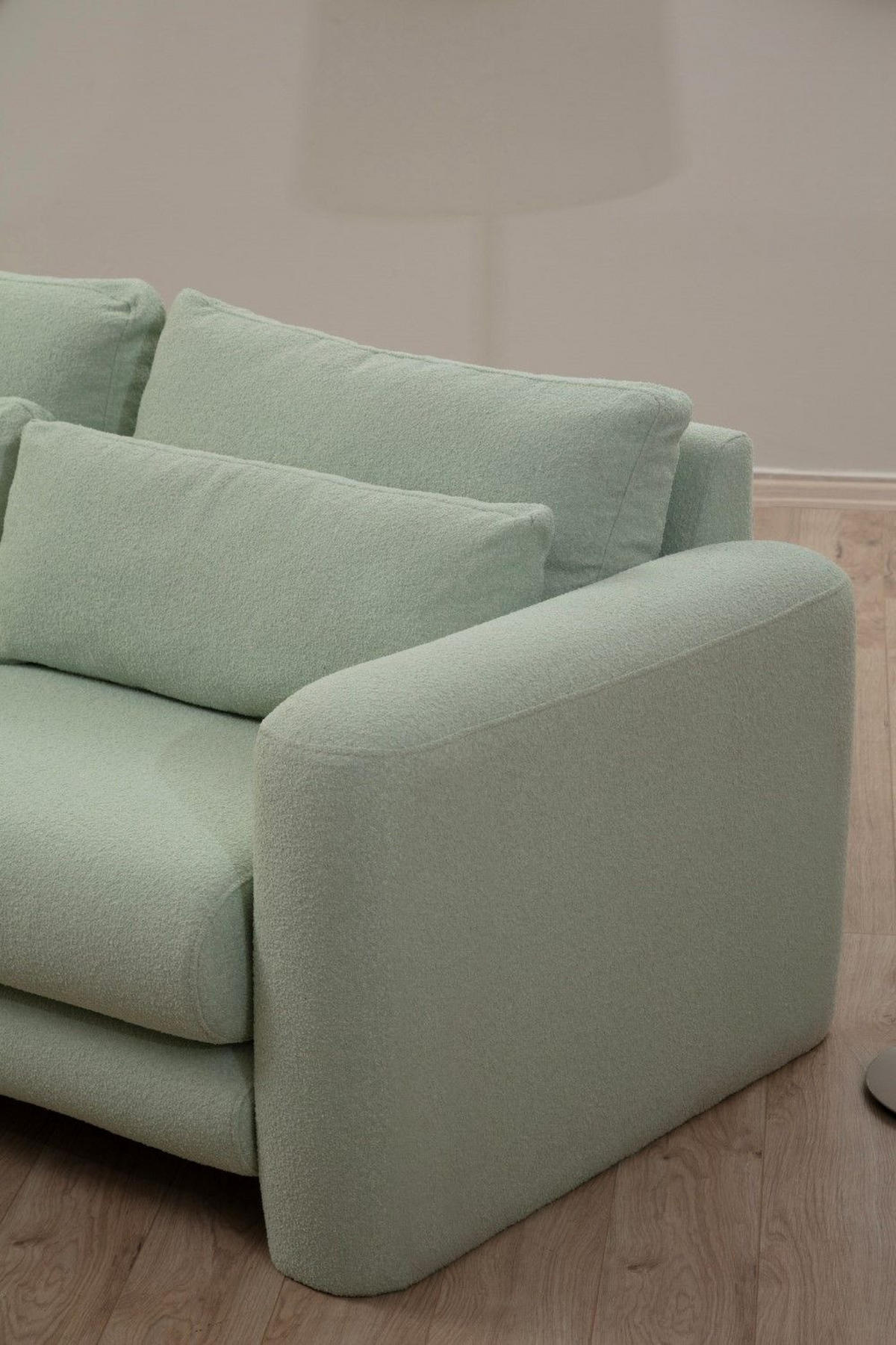 ECKSOFA mit losen Rückenkissen - Schwarz/Grün, Holz/Kunststoff (290/165cm) - myHomelando