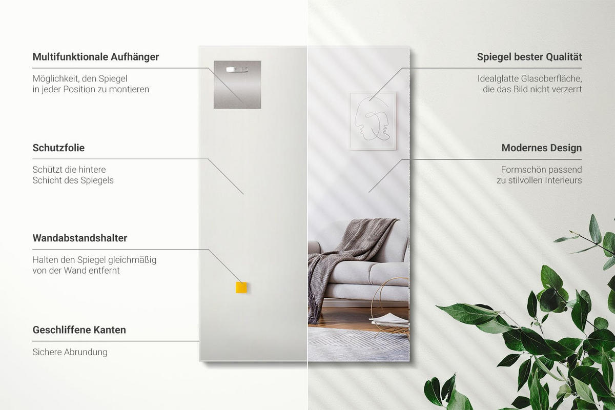 SPIEGEL Rechteckig 60x40 cm - Transparent, Glas (60/40/0.4cm) - Wallfluent