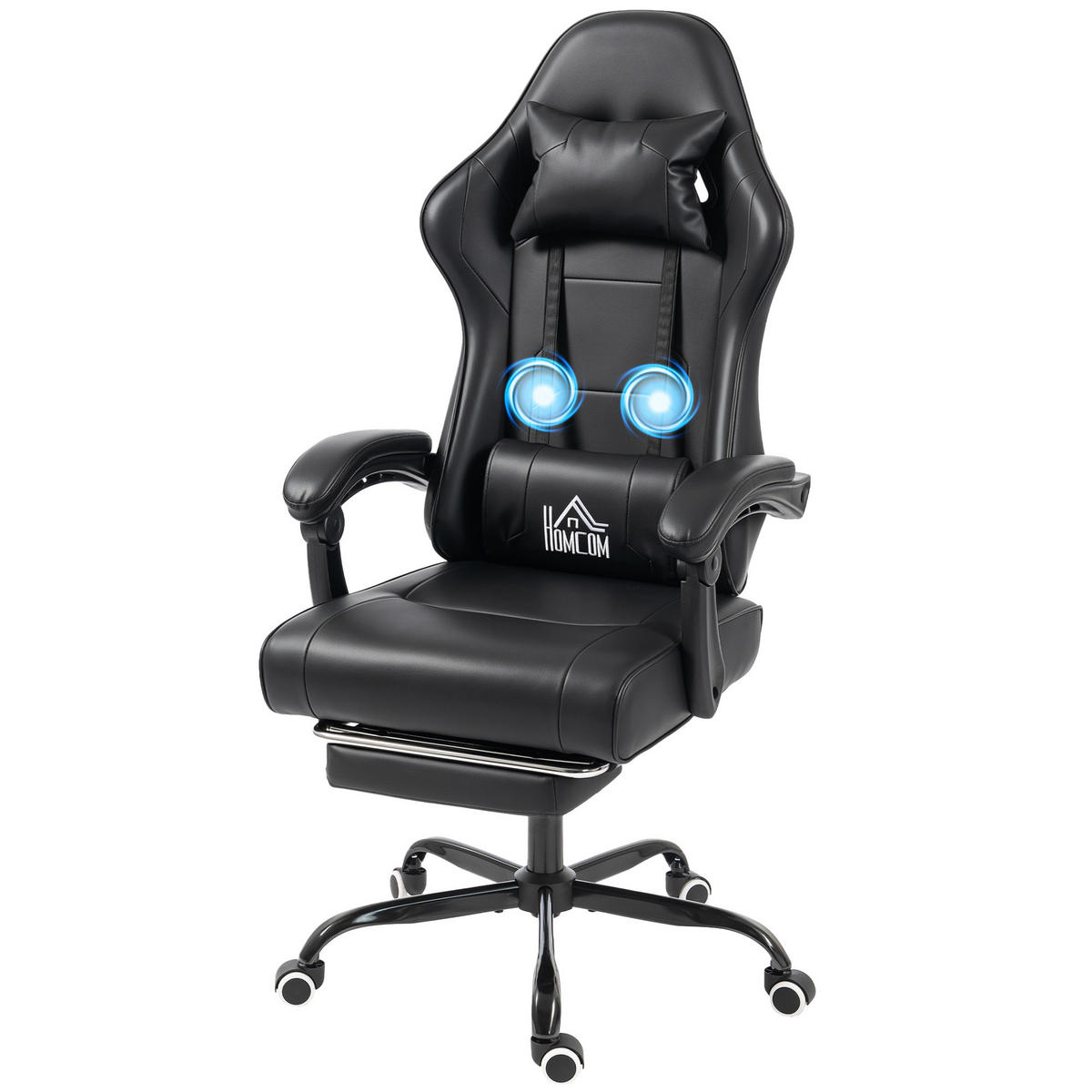 GAMINGSTUHL DE-11867 mit USB-Massage & 155° Neigung Schwarz - Schwarz, Metall (63/134/66cm) - ComfortXL