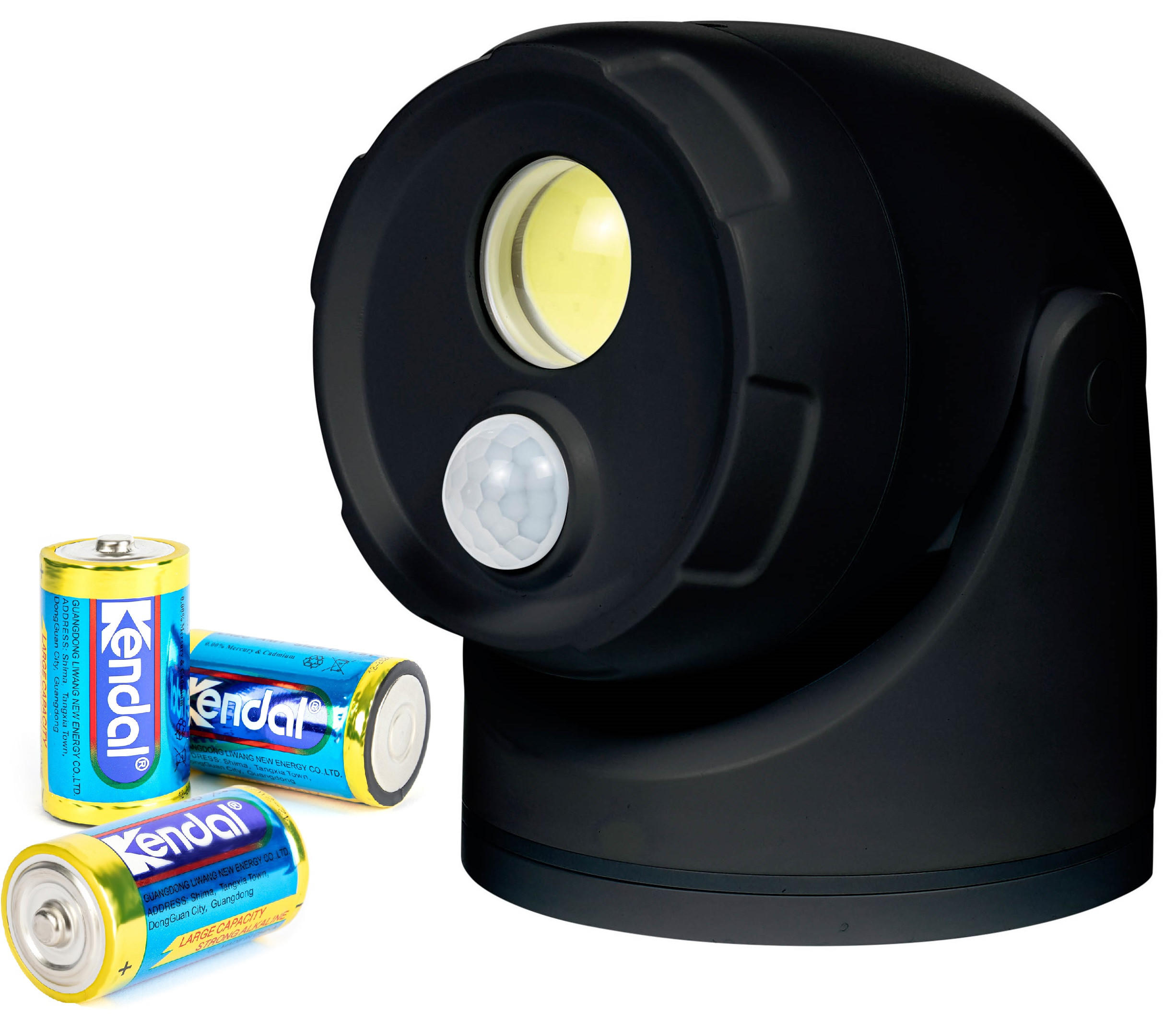 LED-BATTERIE-SPOT-STRAHLER - mit Bewegungsmelder und Erdspieß für Außenbereich, 3er-Set D-Batterien inklusive - Schwarz, Kunststoff (10.9/10.9/17cm) - Northpoint