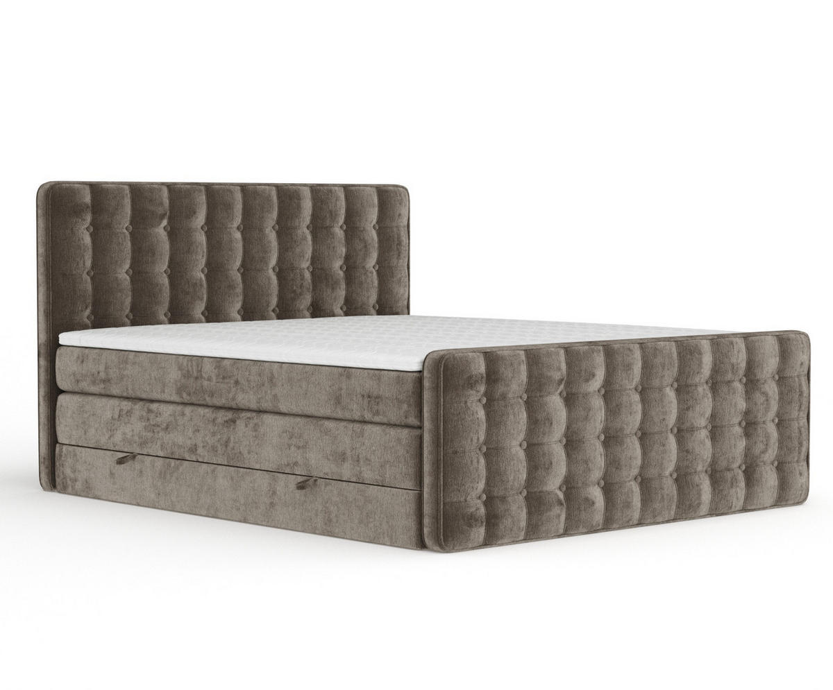 BOXSPRINGBETT Velouria Braun 140/200 cm - Schwarz/Braun, Holz/Holzwerkstoff (140/200cm) - Maison de Reve