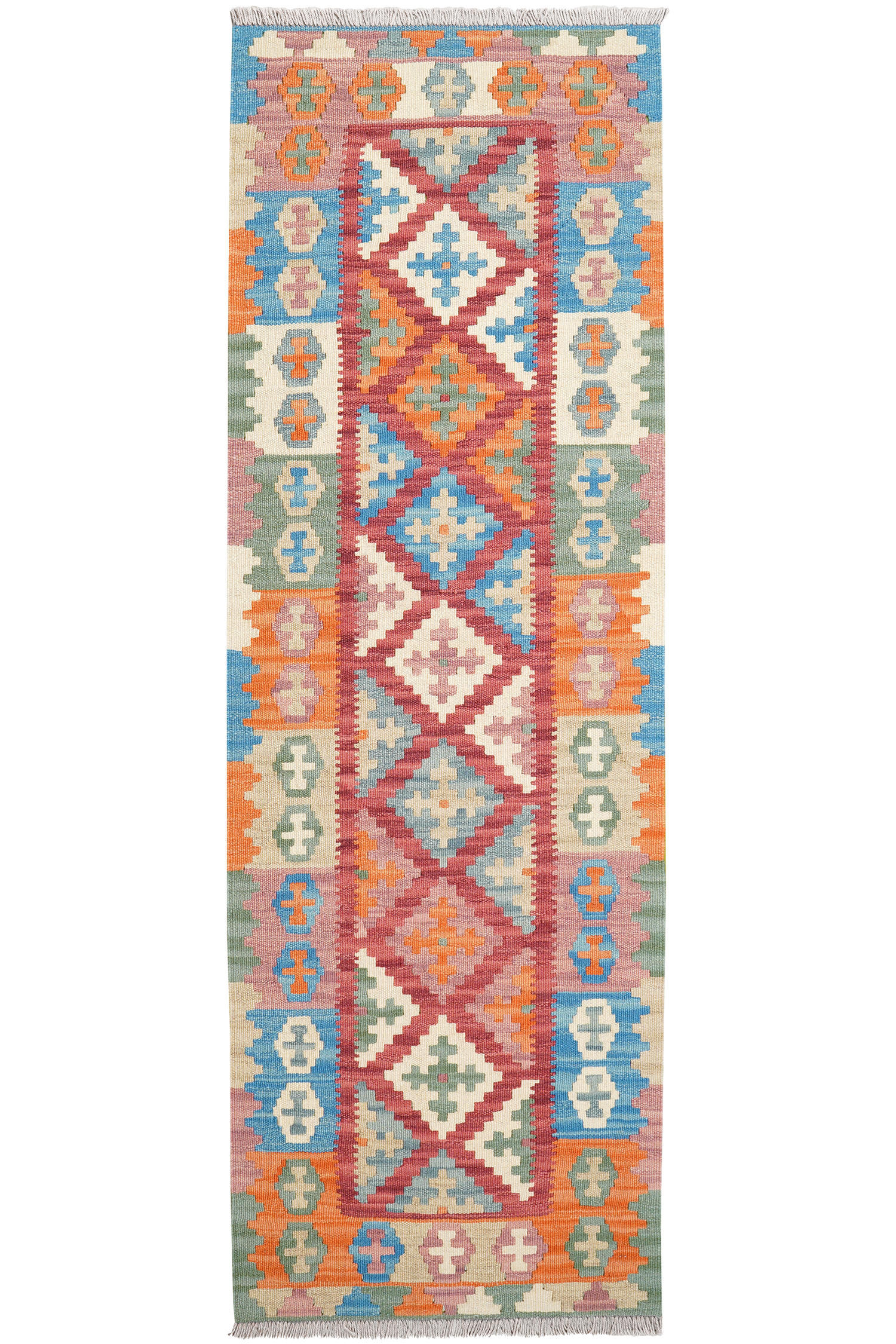 LÄUFER Gashgai Kelim Rot, Bunt 193/64 cm Schurwolle - Multicolor, Textil (64/193cm) - Looma