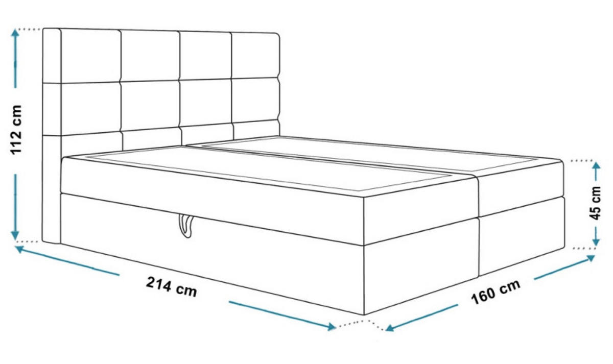 BETT Blau FOX 5 Kontinentalbett 160x200 cm - Blau/Schwarz, Textil (160/200cm) - Sepro Meble