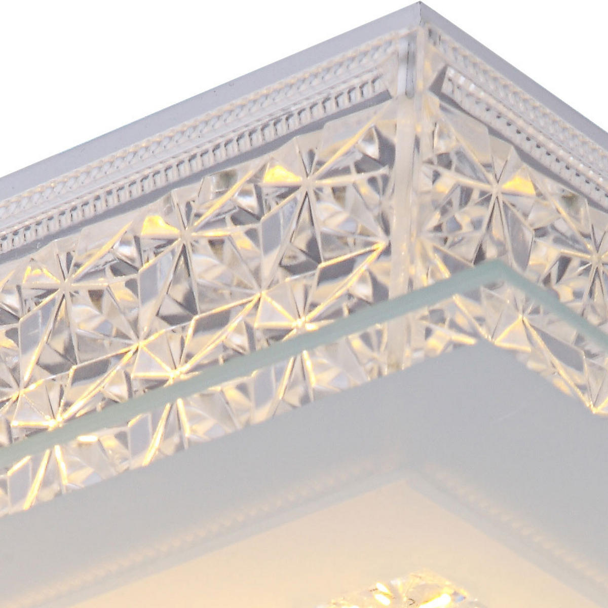 LED DECKENLEUCHTE Metall Weiß Kristalloptik - Weiß, Glas (30/30/8cm) - Globo Lighting