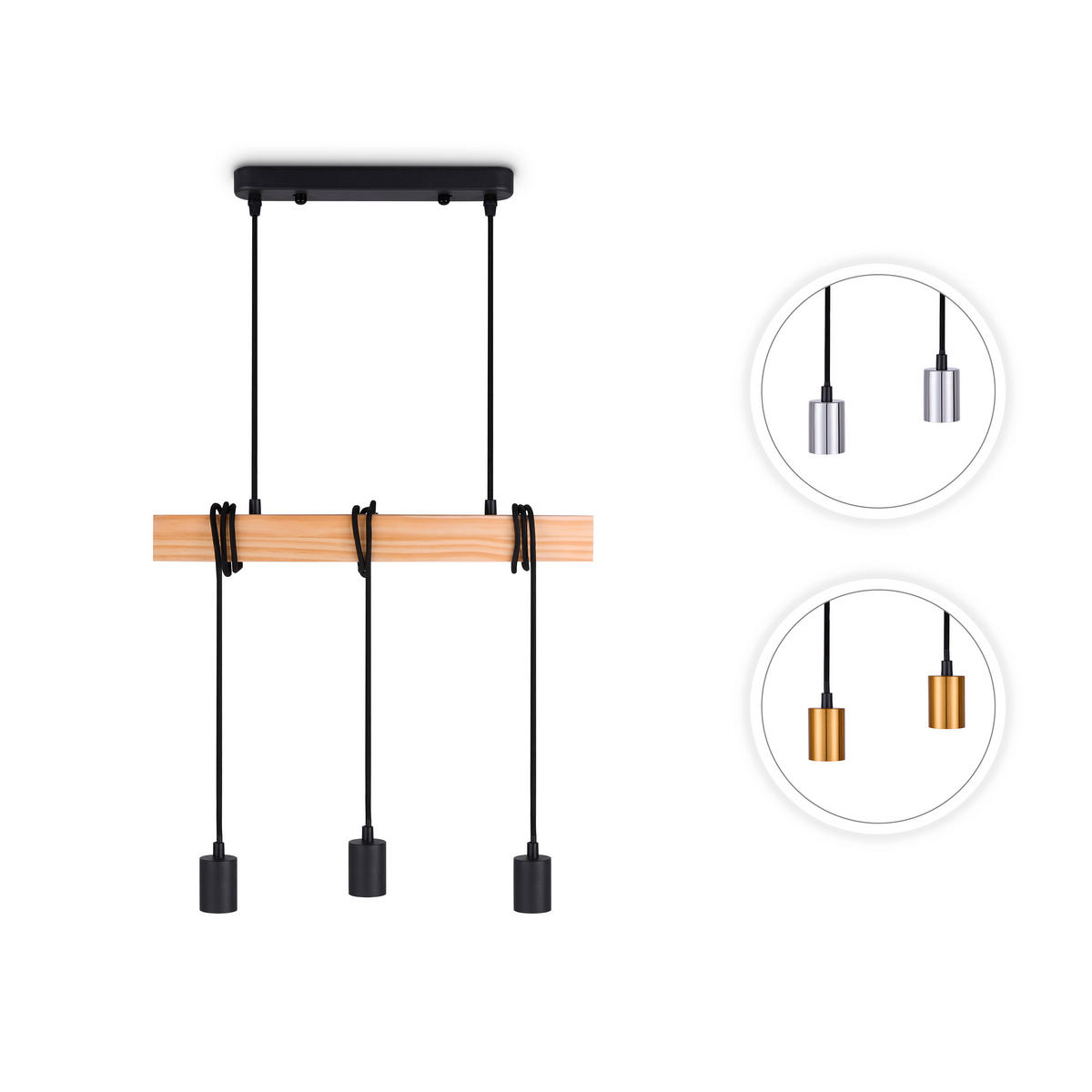 PENDELLEUCHTE Sina - Chromfarben/Weiß, Metall (48/6/5cm) - Paco Home