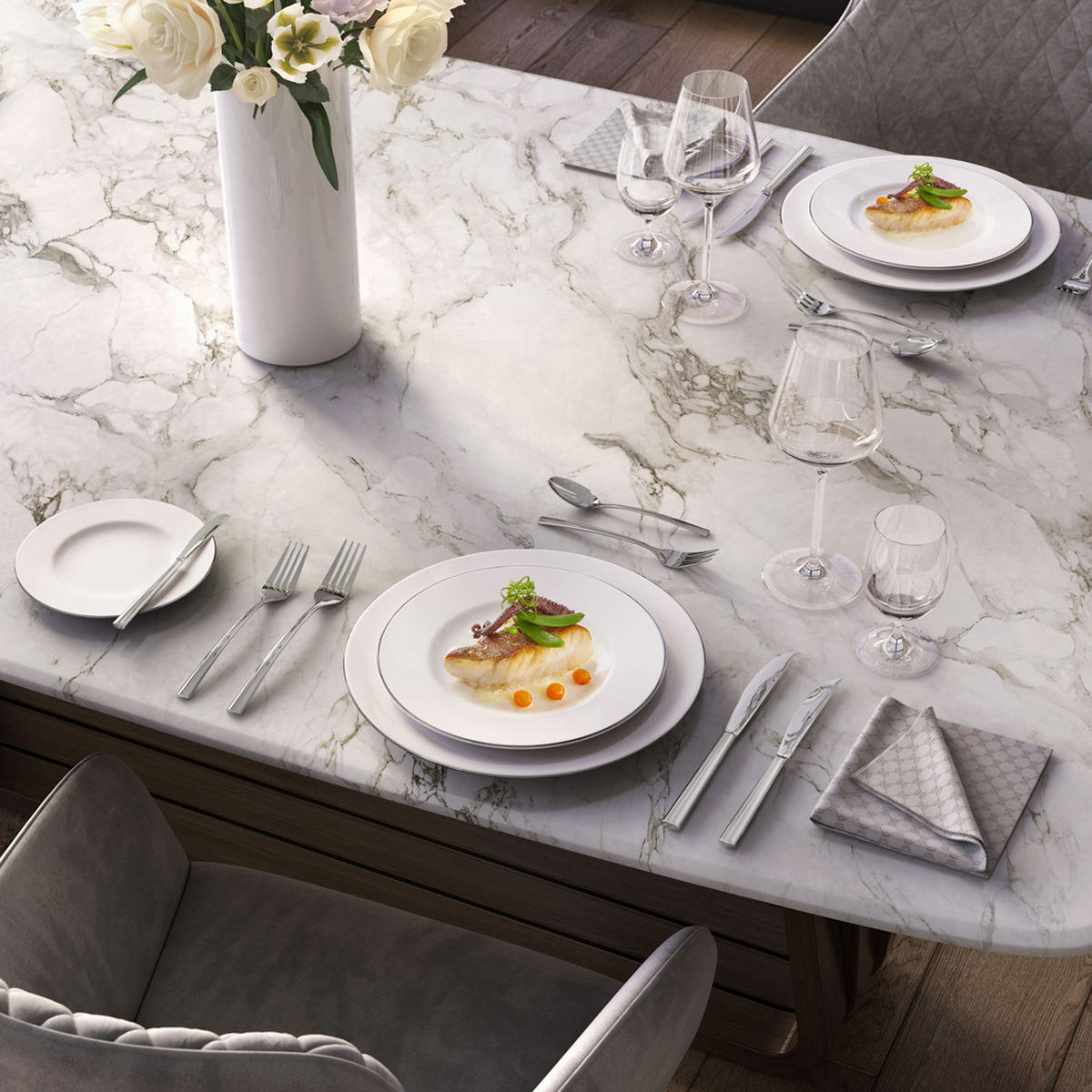 FRÜHSTÜCKSTELLER Anmut Platinum No.1 weiß ø 22,5 cm - Weiß, Keramik (22.5cm) - Villeroy & Boch