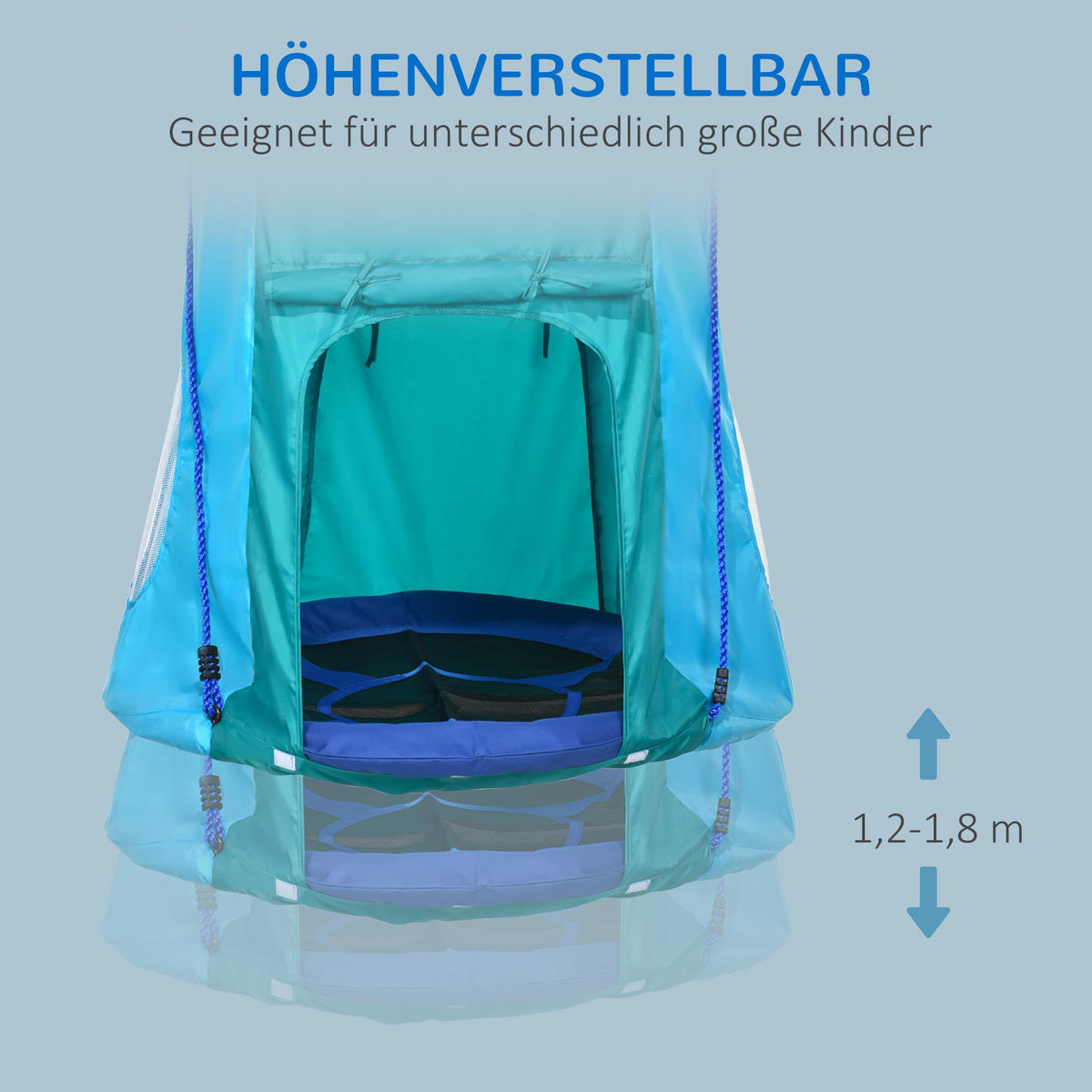 NESTSCHAUKEL, PE, 100% Polyester, Blaugrün - Blau, Kunststoff (100/100cm) - Outsunny