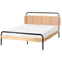 BETT mit Lattenrost 140/200 cm Hellbraun Boussicourt - Hellbraun/Schwarz, Holz (140/200cm) - Beliani
