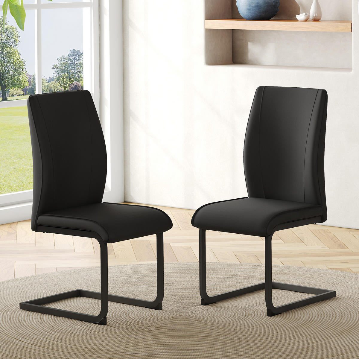 SCHWINGSTUHL DE-36741 2er-Set mit Technologie-Stoff und Metallbeinen Schwarz - Schwarz, Metall (44.5/99/43cm) - ComfortXL