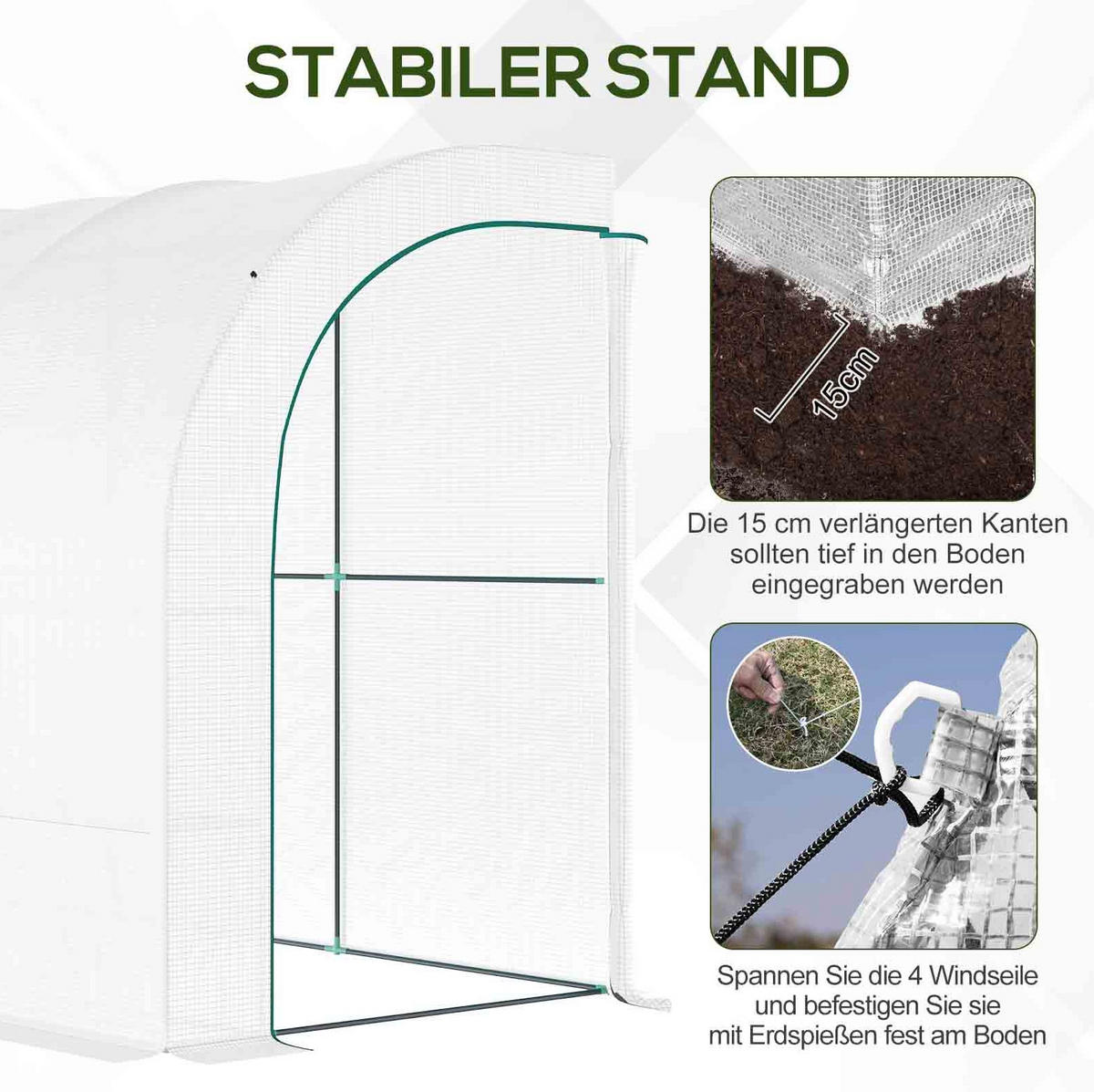 GEWÄCHSHAUS aus Kunststoff 300x150x213 cm in Weiß mit Regalen - Weiß, Kunststoff (150/213/300cm) - Modfu