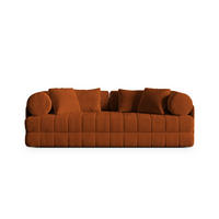 AUSKLAPPBARES-SOFA Kemi aus Samt terrakotta 3 Sitzplätze - Terracotta, Textil (95/70/206cm) - Cosmopolitan Design