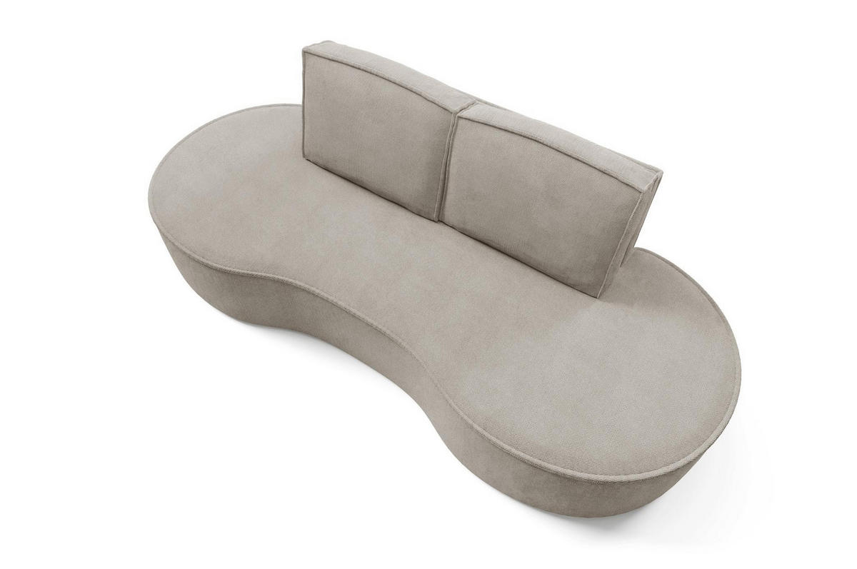 SOFA Flow Kaltbeige, mit Kissen in Curio Stoff - Beige, Holzwerkstoff (234/88/101cm) - Bettso
