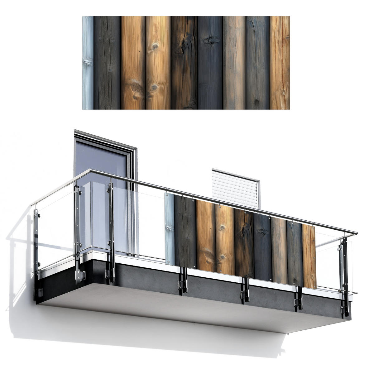 BALKON-SICHTSCHUTZ Holz - Dielen - Gemischt - Teakfarben, Kunststoff (200/90cm) - MuchoWow