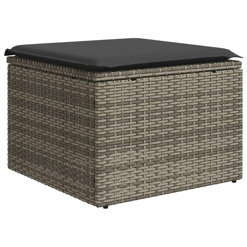 GARTENHOCKER Mit Kissen Grau 55/55/37 Cm Poly Rattan - Grau, Kunststoff (55/37/55cm) - vidaXL