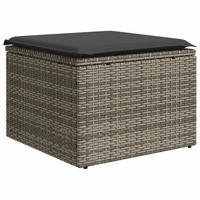 GARTENHOCKER Mit Kissen Grau 55/55/37 Cm Poly Rattan - Grau, Kunststoff (55/37/55cm) - vidaXL
