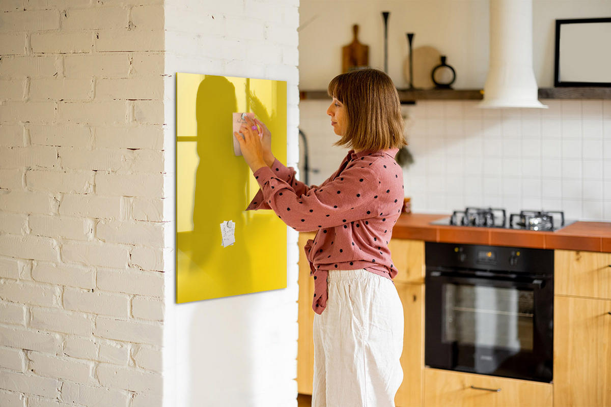 MAGNETTAFEL 60x90 Gelb schwarzer Marker - Gelb, Glas (60/0.4/90cm) - TULUP