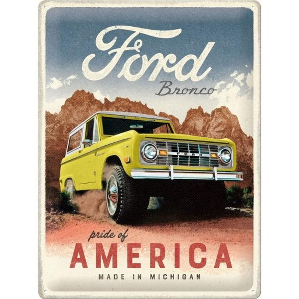 BLECHSCHILD 30/40 cm Ford Bronco Pride of America - Multicolor, Metall (30/40/0.2cm) - Nostalgic-Art