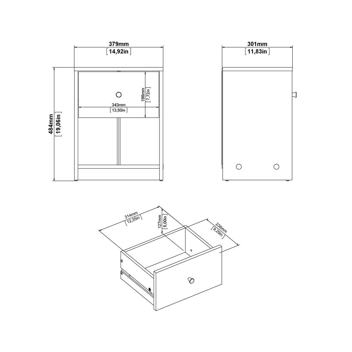 NACHTSCHRANK schwarz - Schwarz, Holzwerkstoff (38/48/30cm) - ebuy24