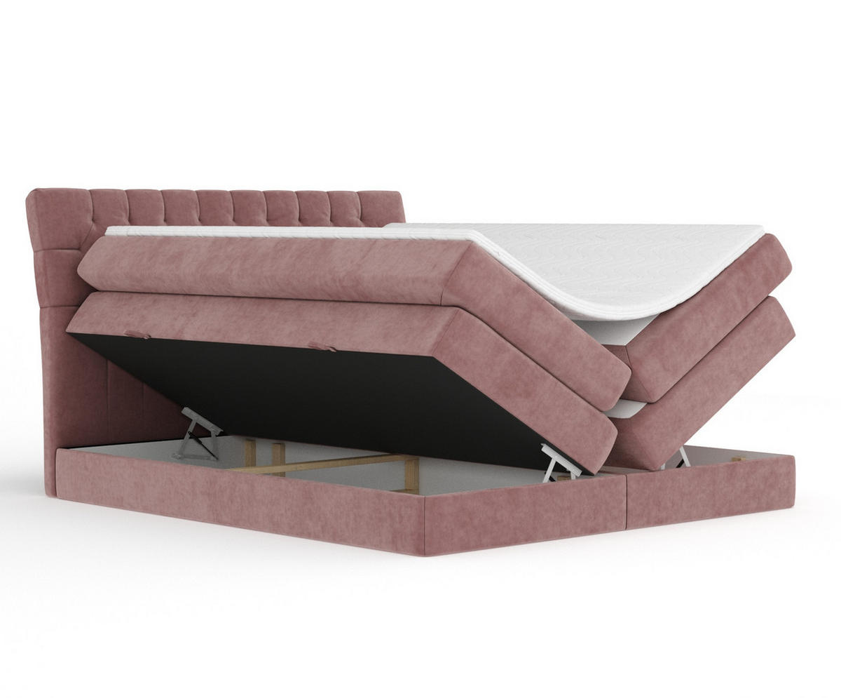 BOXSPRINGBETT Seraphine Rosa 160/200 cm - Schwarz/Rosa, Holz/Holzwerkstoff (160/200cm) - Maison de Reve