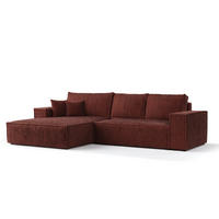 ECKSOFA Maze Ziegelfarbe Plüsch - Links Seite - Rostfarben/Schwarz, Holz/Holzwerkstoff (185/294cm) - Maison de Reve