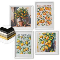 WANDBILDER 4er-Set - 50x50 cm & 40x60 cm Weißer Rahmen - Fruchtige Zitrusmuster - Weiß, Kunststoff (50/50cm) - ArtPrintCave