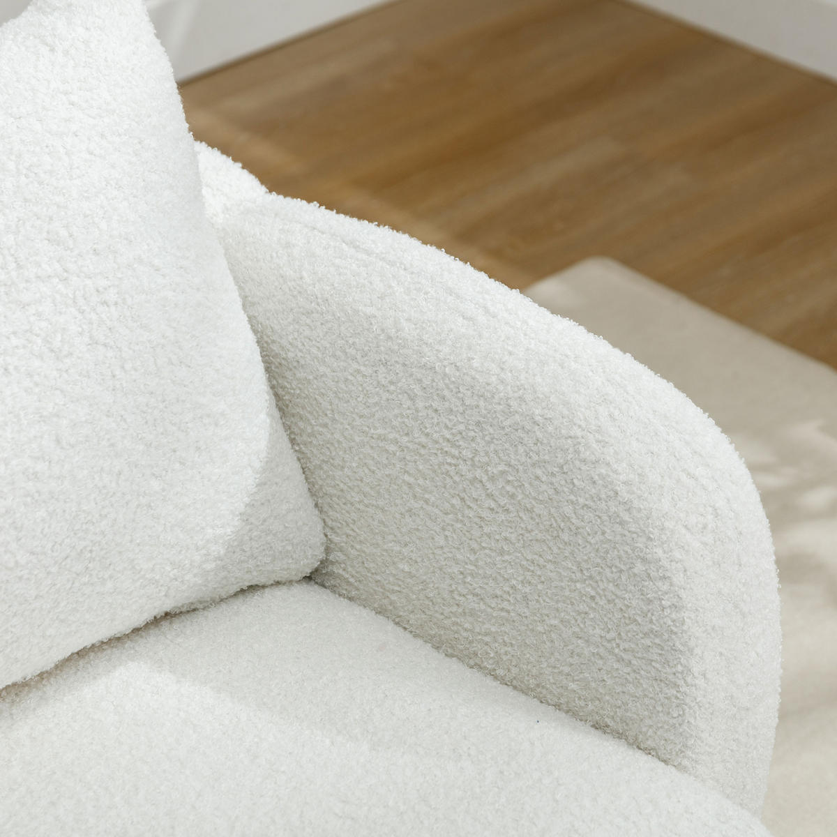 SESSEL Teddy Samt gepolstert mit Kissen extra dick Holzbein Weiß - Weiß, Holz (72/71/71cm) - FLIEKS