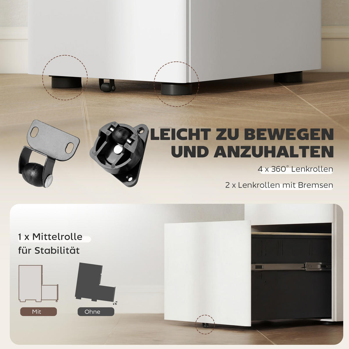 ROLLCONTAINER DE-09773 Weiß - Weiß, Metall (48/59/39cm) - ComfortXL