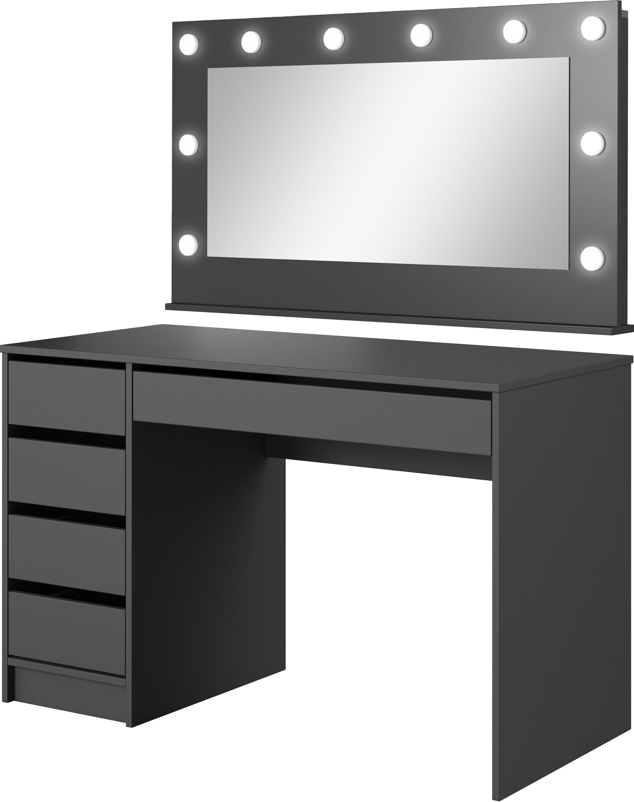 SCHMINKTISCH Claris Schwarz Anthrazit 120/55/75 mit LED Spiegel 120/67/11 cm - Anthrazit, Holzwerkstoff (120/75/55cm) - WFL GROUP