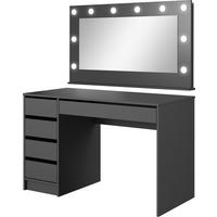 SCHMINKTISCH Claris Schwarz Anthrazit 120/55/75 mit LED Spiegel 120/67/11 cm - Anthrazit, Holzwerkstoff (120/75/55cm) - WFL GROUP