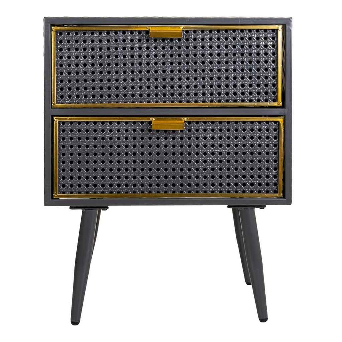 NACHTTISCH aus Metall, schwarz, 50x30x62cm - Grau, Metall (50/62/30cm) - Wanderlust