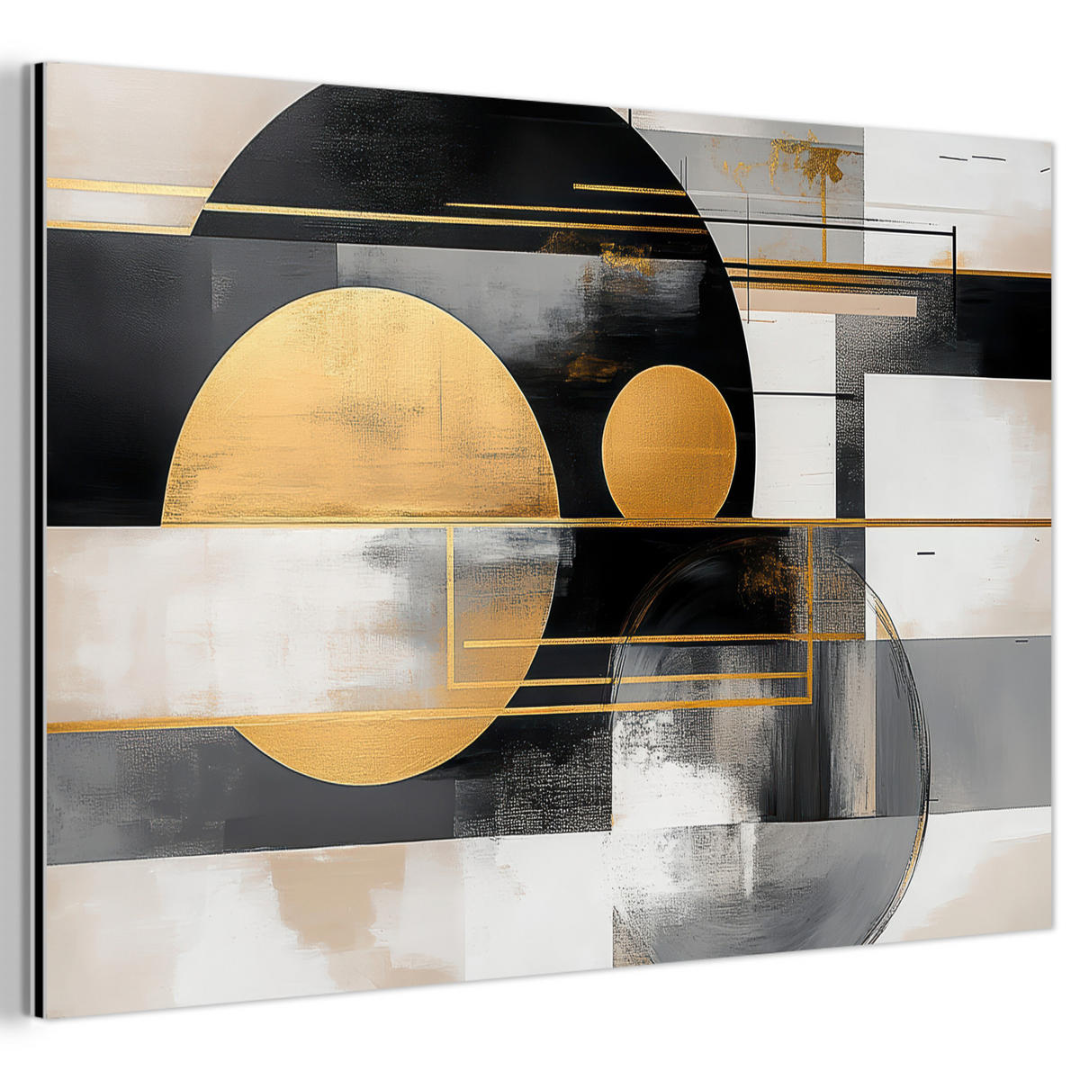 METALLBILD Abstrakt - Gold - Silber - Formen - Ästhetisch - Modern 90x60 cm - Goldfarben, Metall (90/60cm) - MuchoWow