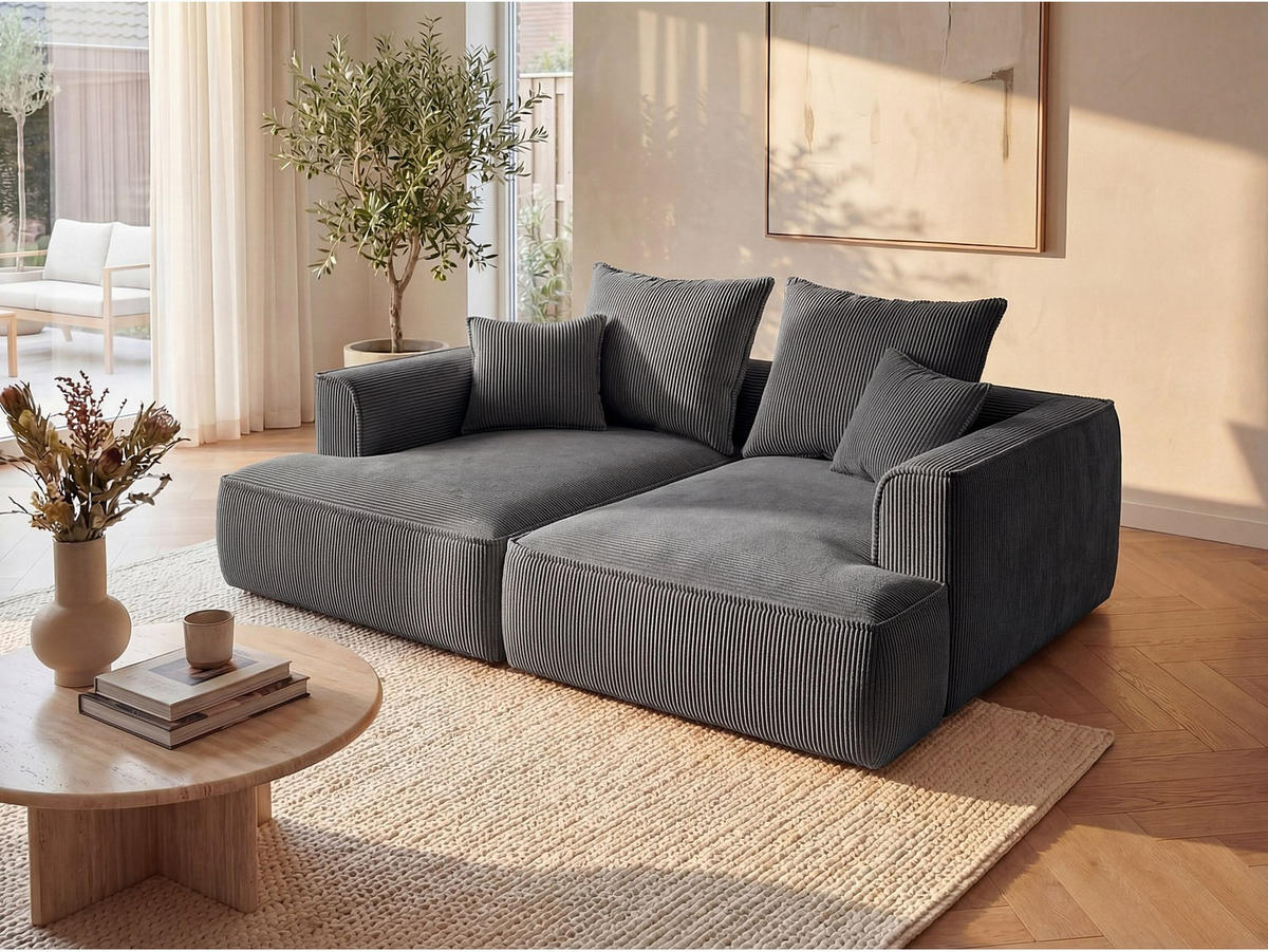 SOFA - 3 Personen - samt - anthrazitgrau Pineta - Anthrazit, Textil (230/67/180cm) - Vente-Unique