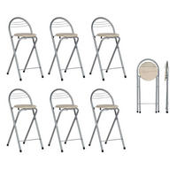 BARHOCKER 6er-Set Holzmaserung und Silber Sitzhöhe 61 cm - Multicolor, Metall (36/79/41cm)