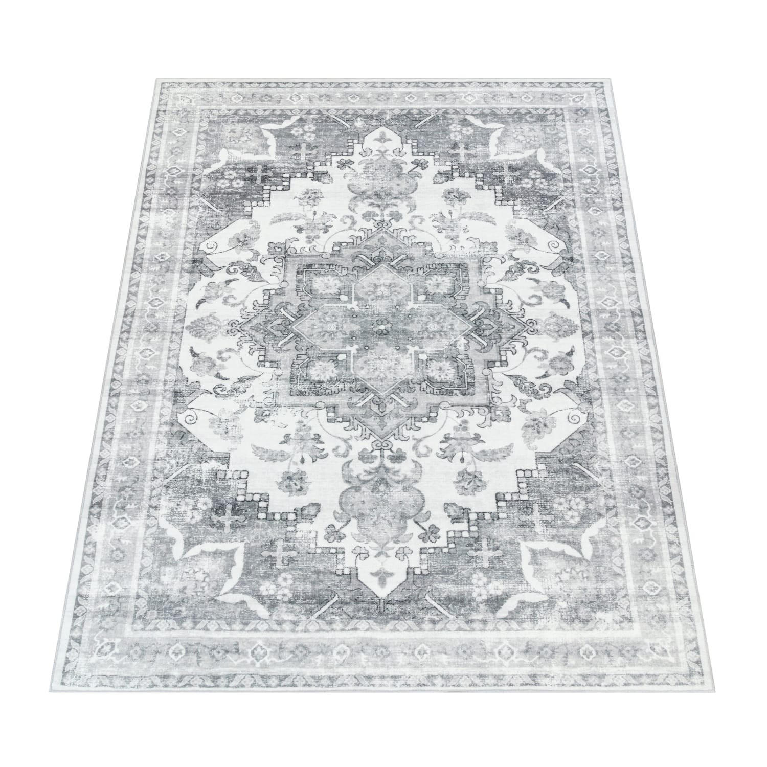 KURZFLORTEPPICH Waschbar, orientalisch im Vintage-Stil, Grau, 80 x 150 cm - Grau, Textil (150/80cm) - KADIMA DESIGN