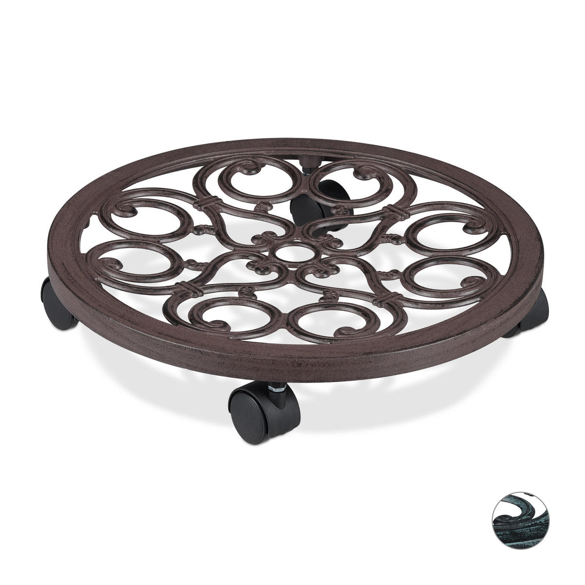 PFLANZENROLLER - Braun, Kunststoff/Metall (38/7.5/38cm) - Relaxdays