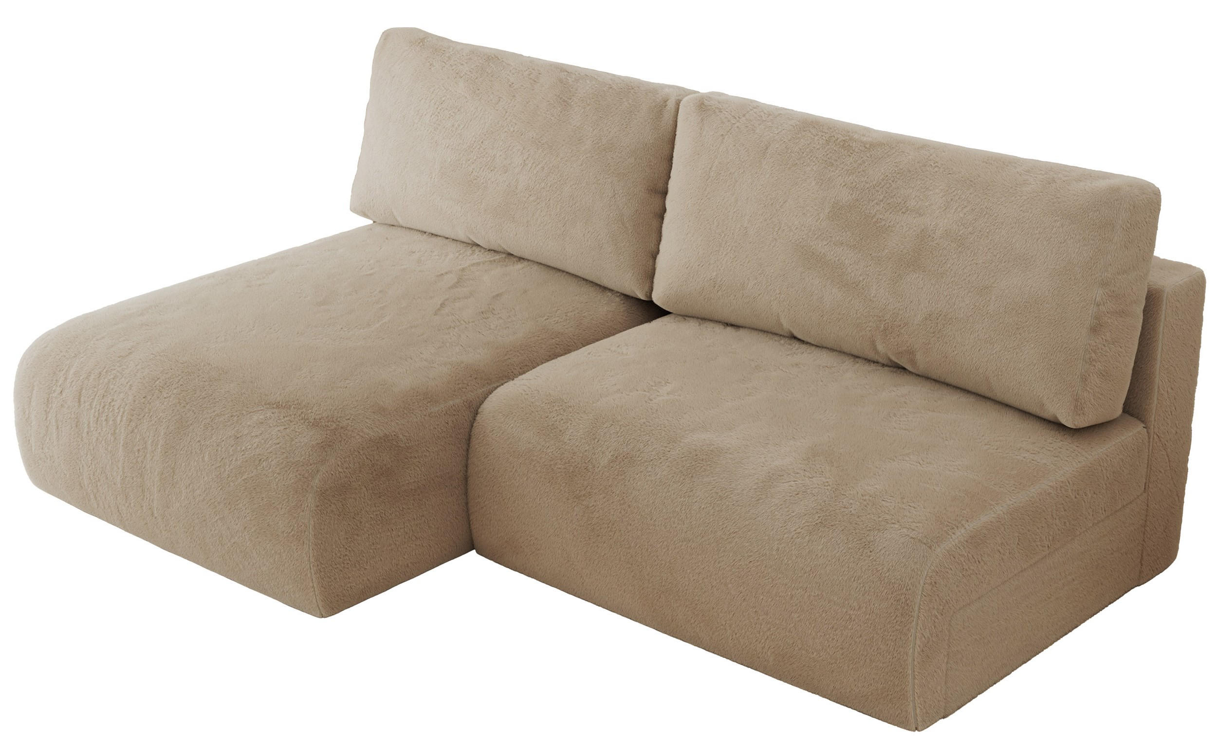 ECKSCHLAFSOFA VIVO L Beige Plüsch - links - Beige/Schwarz, Kunststoff/Textil (223/150cm) - MKS