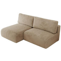 ECKSCHLAFSOFA VIVO L Beige Plüsch - links - Beige/Schwarz, Kunststoff/Textil (223/150cm) - MKS