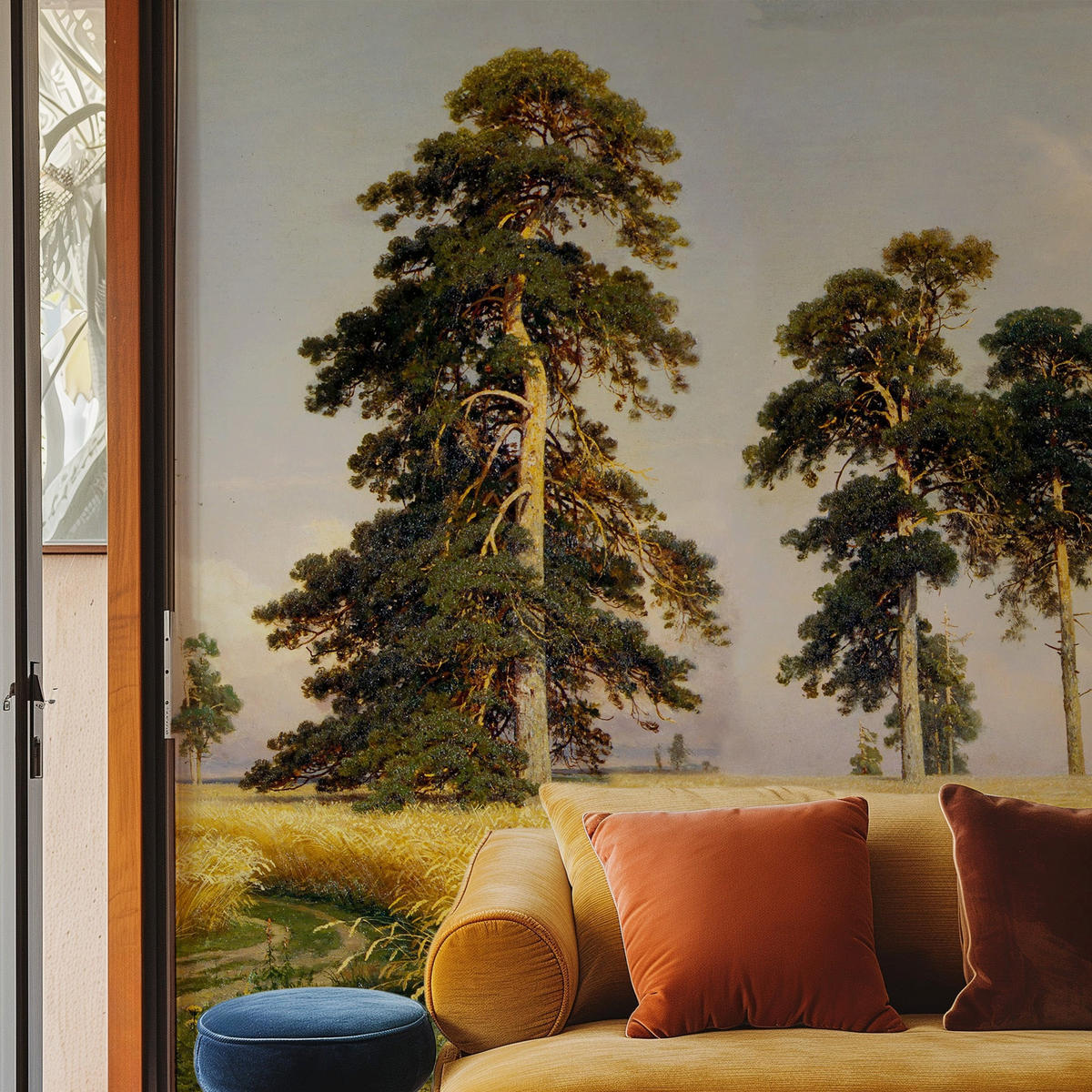 TAPETE Goldenes Weizenfeld aus echtem Papier, 360x260cm, 4 Rollen - Grün, Papier (360/260cm) - WALLPAPERS4BEGINNERS
