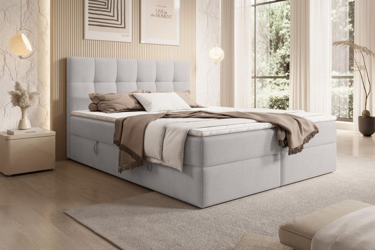 BOXBETT Arturo In Freya - Grau, Holzwerkstoff/Textil (200/200cm) - Fun Möbel